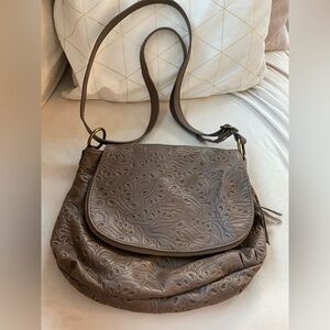 Embossed Italian Leather Shoulder Bag